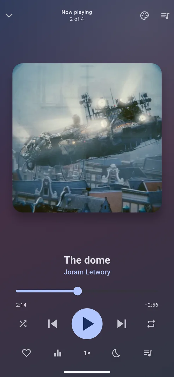 The music player with a large album cover